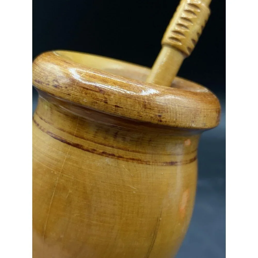Olive Wood Mortar & Pestle Apothecary Pestle Has Holes